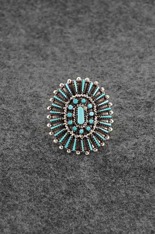 Turquoise & Sterling Silver Ring - Shirley Lahi - Size 9