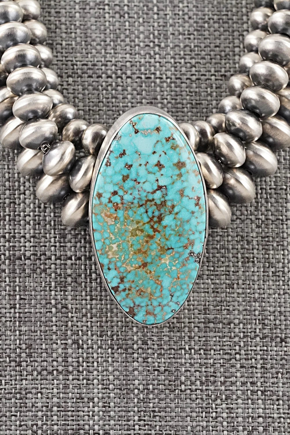 Turquoise & Sterling Silver Navajo Pearl Necklace - Gruber & Halwood