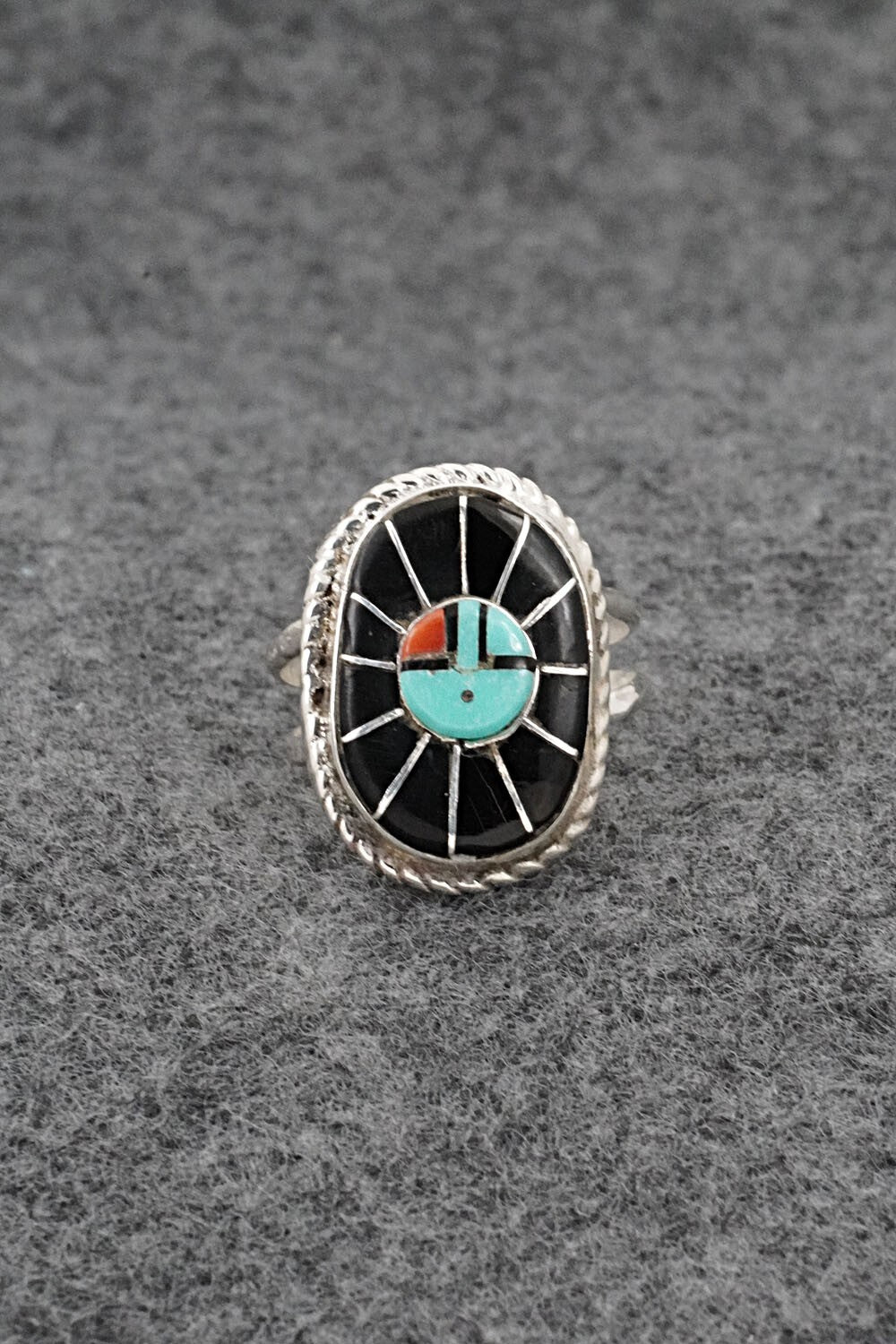 Multi-Stone & Sterling Silver Inlay Ring - Ola Eriacho - Size 8.5