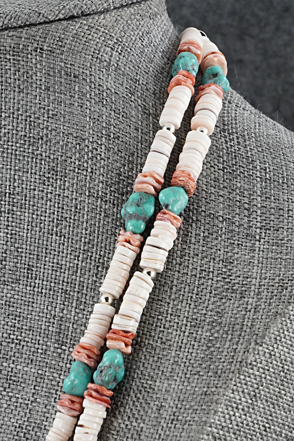 Spiny Oyster, Turquoise & Sterling Silver Necklace Set - Erika Brown