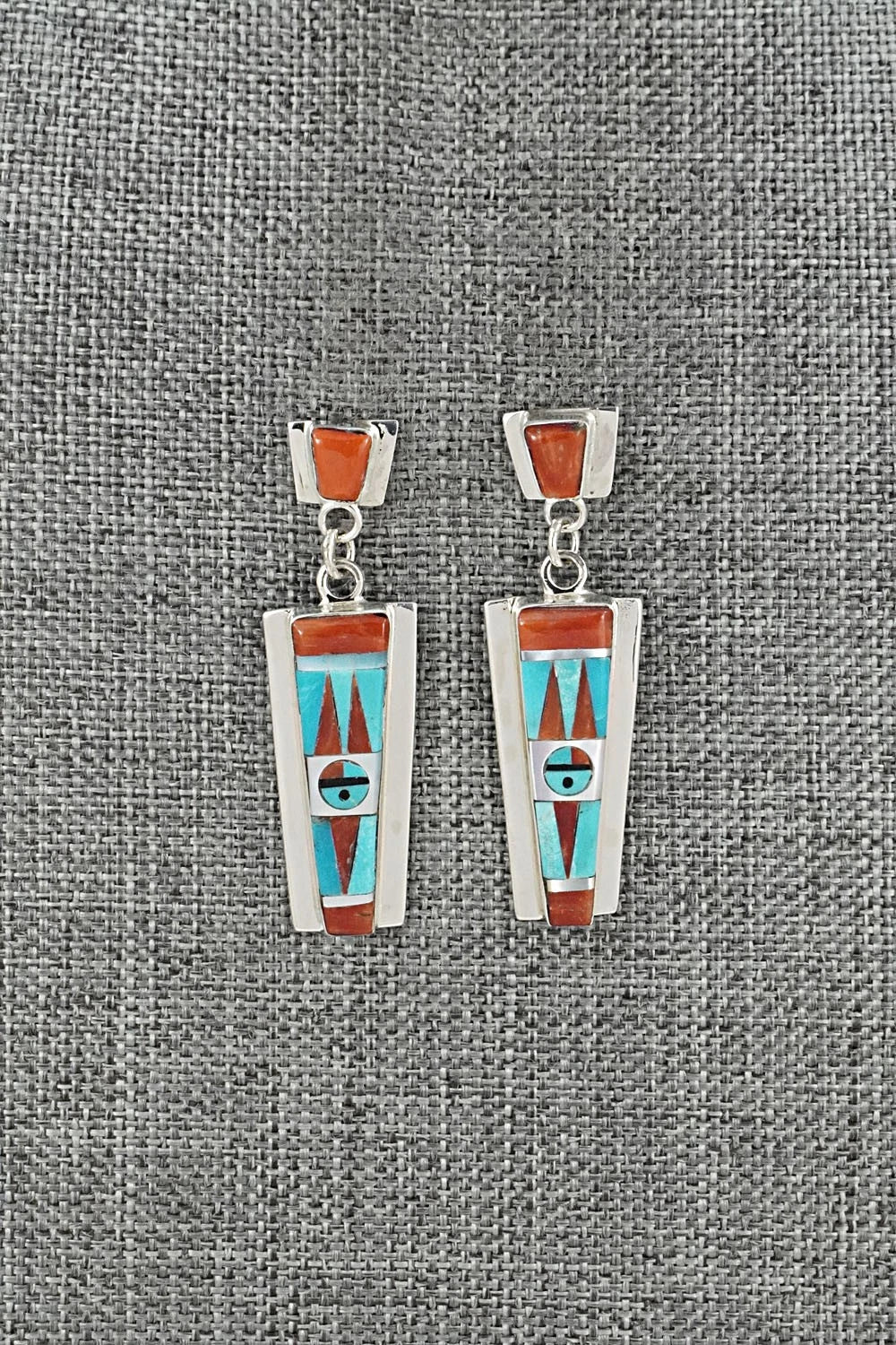 Multi-Stone & Sterling Silver Inlay Earrings - Rayland Edaakie