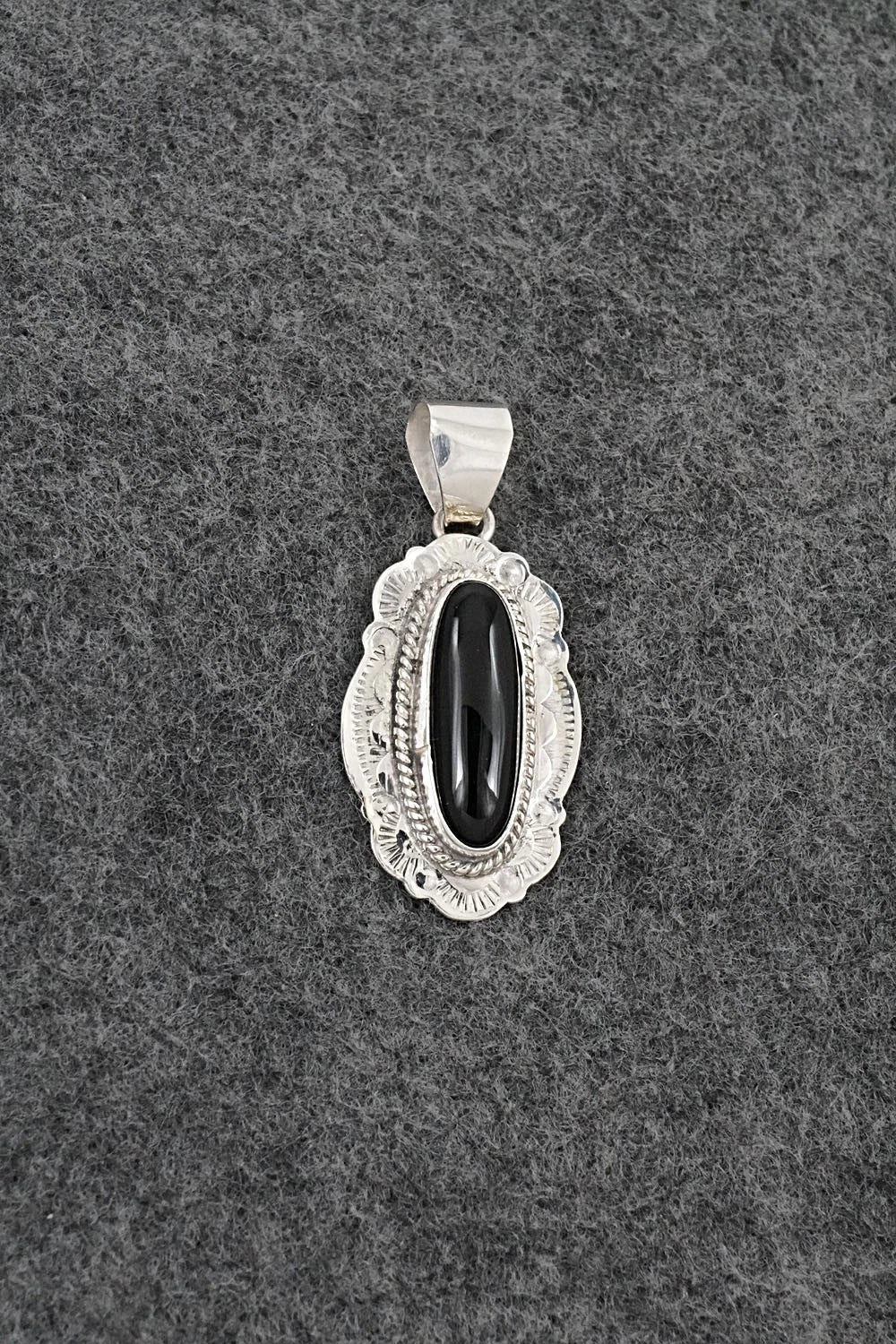 Onyx & Sterling Silver Pendant - Peggy Skeets