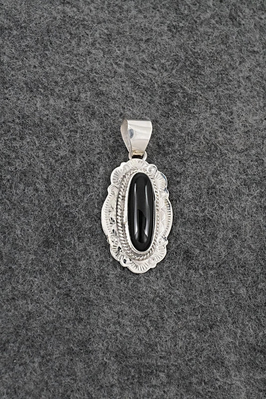 Onyx & Sterling Silver Pendant - Peggy Skeets