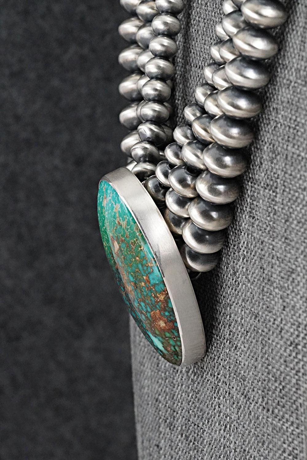 Turquoise & Sterling Silver Navajo Pearl Necklace - Johnson & Halwood