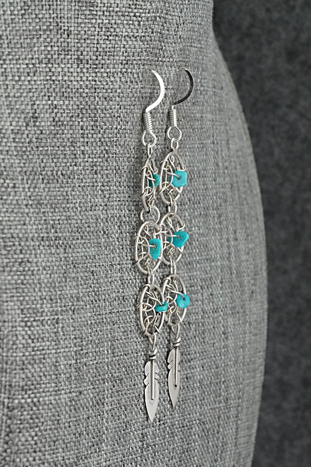 Turquoise & Sterling Silver Earrings - Lorenzo Arviso Jr.