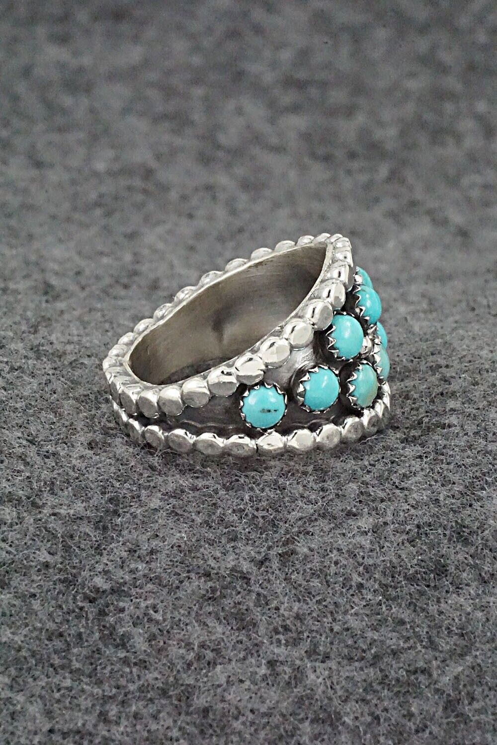 Turquoise & Sterling Silver Ring - Kenny Lonjose - Size 9.75