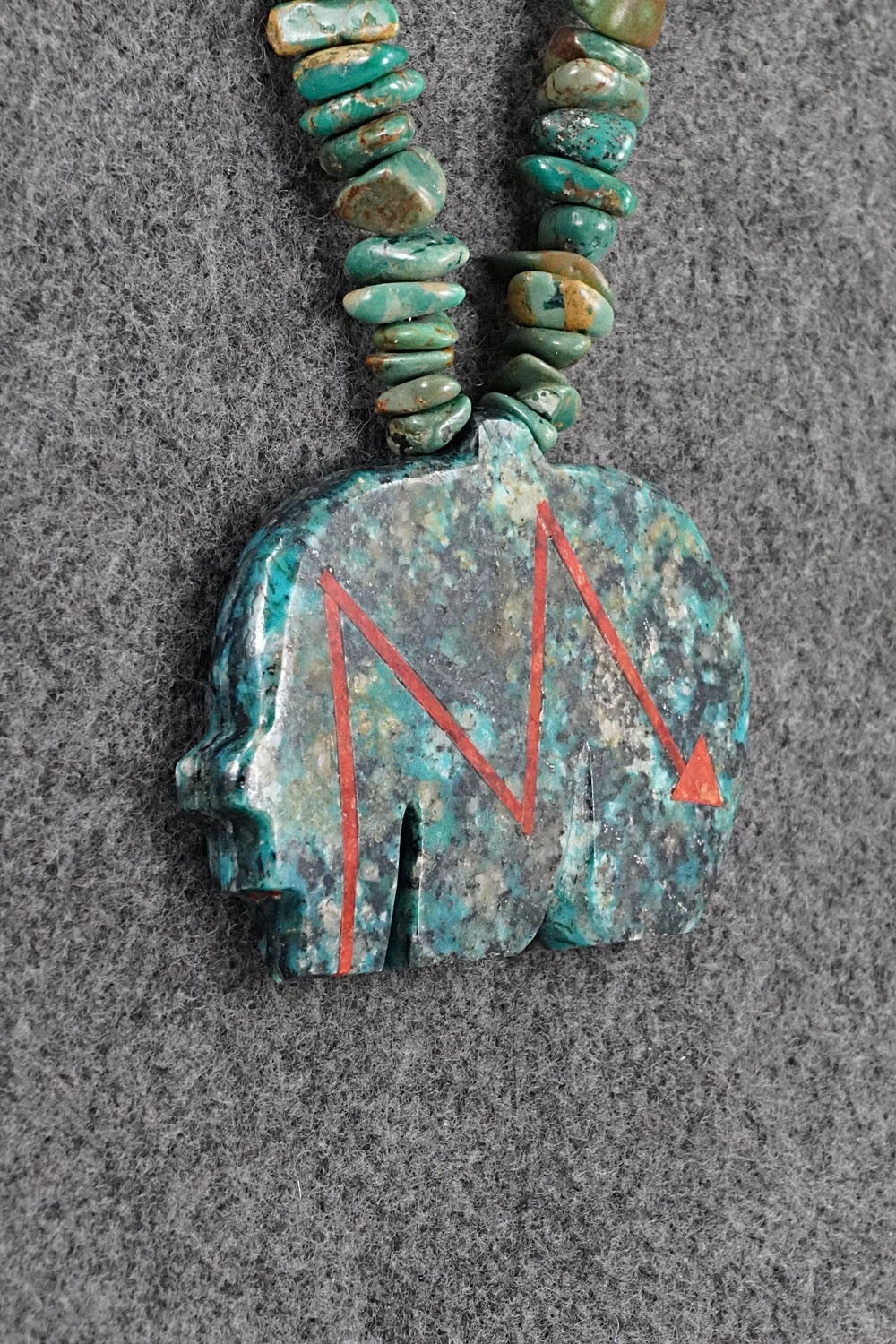 Turquoise Zuni Fetish Carving & Sterling Silver Necklace - Bernard Laiwakete
