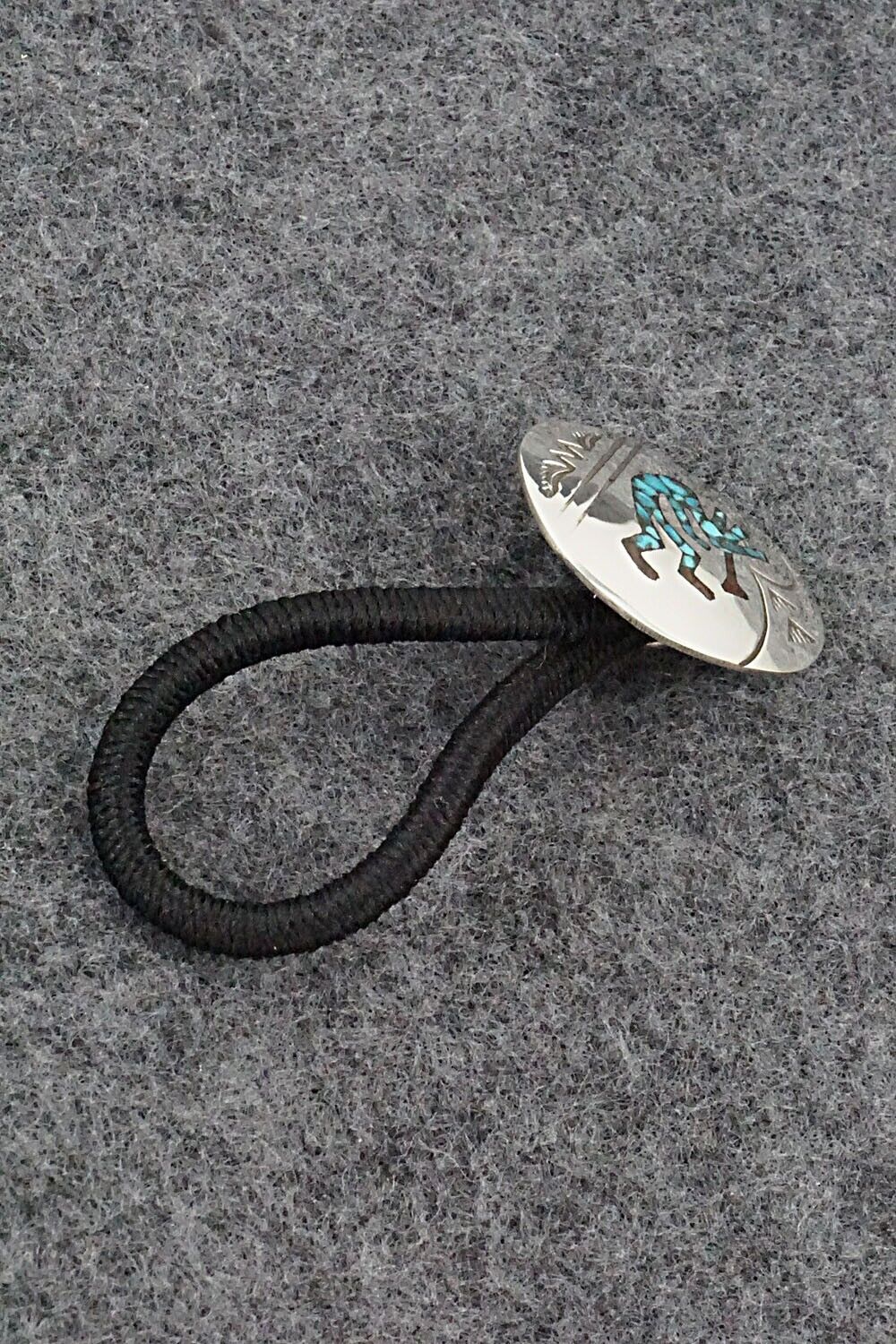 Turquoise, Coral & Sterling Silver Hair Tie - Joleen Yazzie