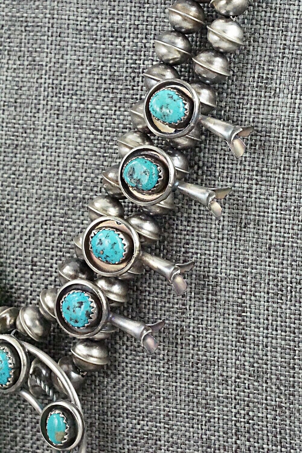 Turquoise & Sterling Silver Mini Squash Blossom Set - Phil Garcia
