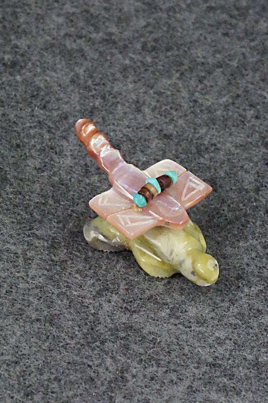 Turtle with Dragonfly Zuni Fetish Carving - Daisy Rose Leonard