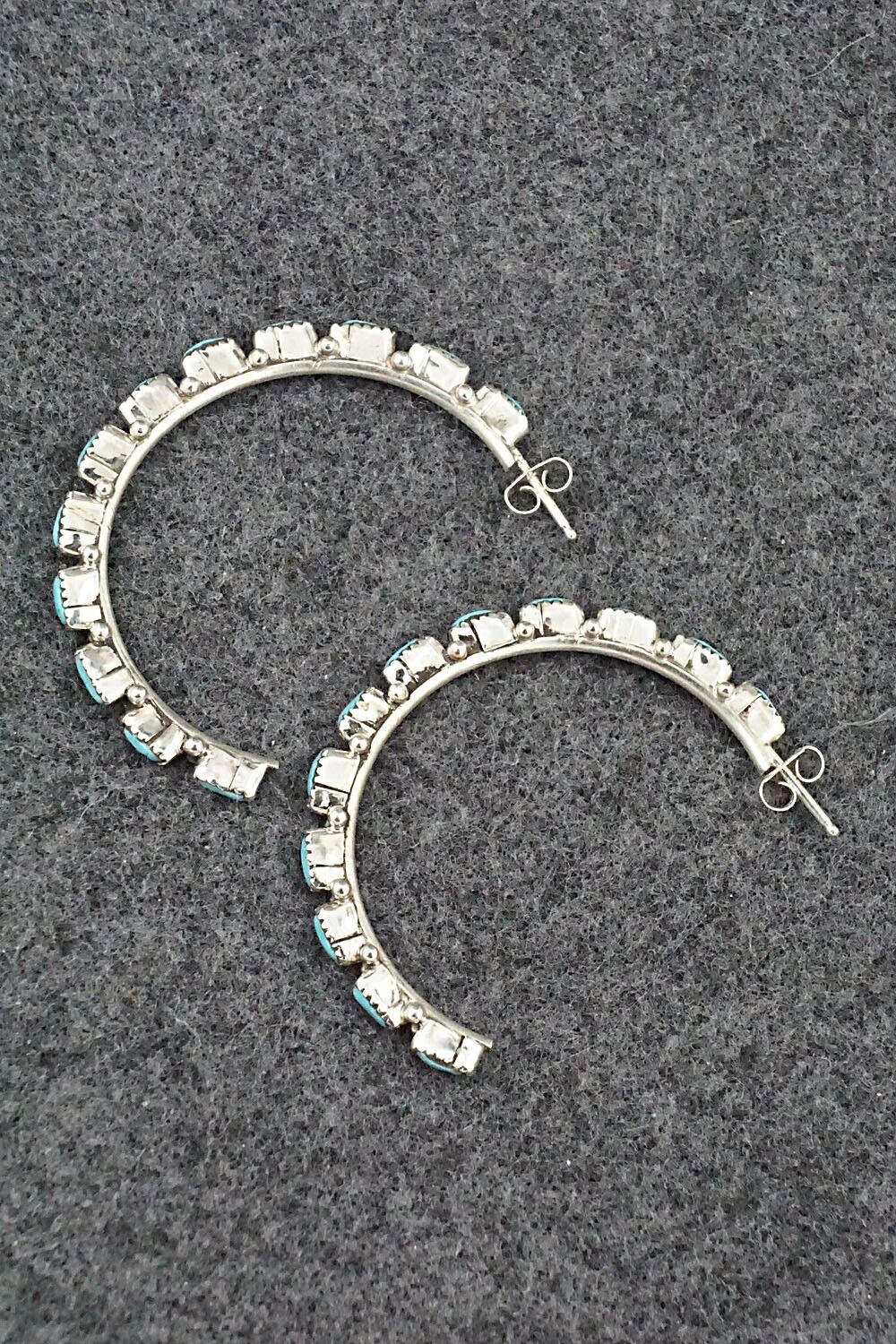 Turquoise & Sterling Silver Hoop Earrings - Aurelia Hughte