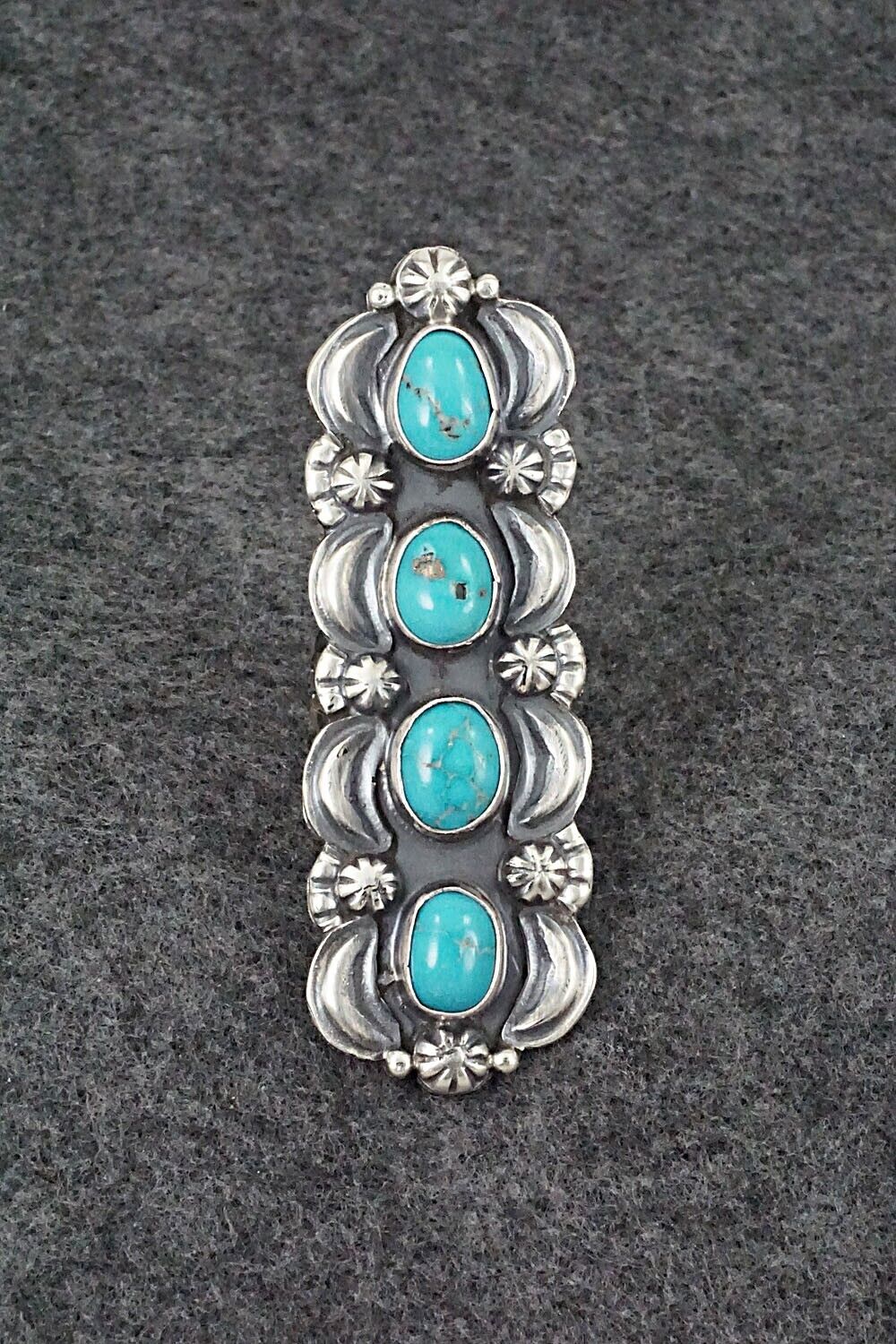 Turquoise & Sterling Silver Ring - Jeff James - Size 8