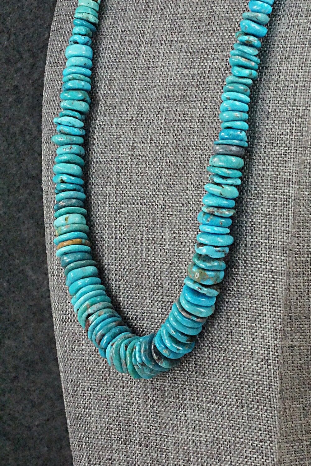 Turquoise & Sterling Silver Necklace 22" - Doreen Jake