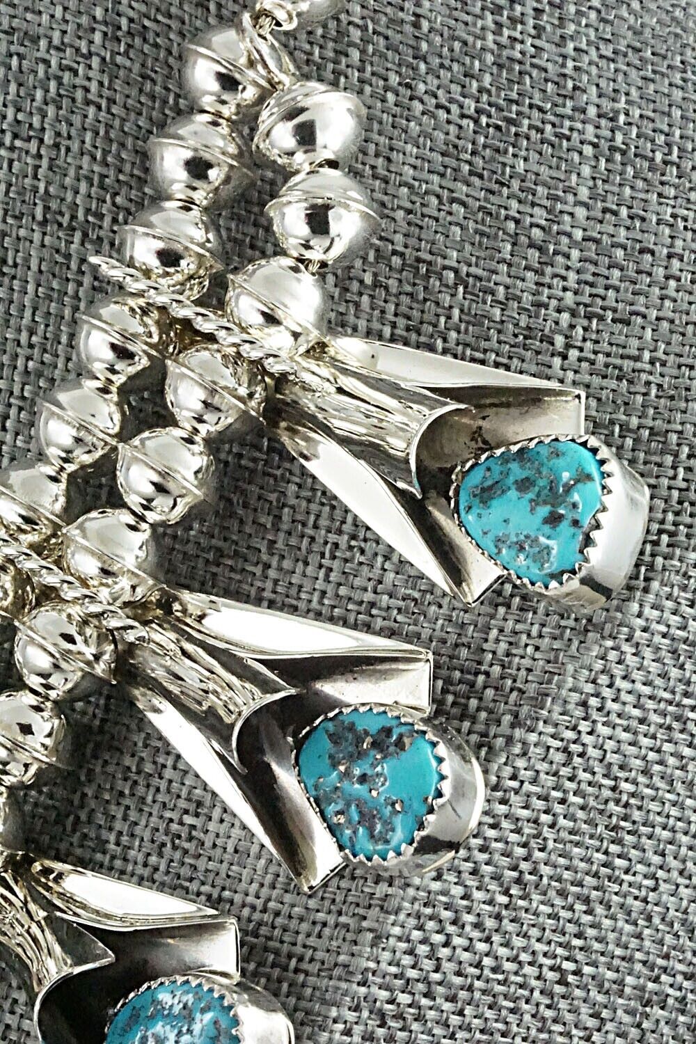 Turquoise & Sterling Silver Squash Blossom Set - Louise Yazzie