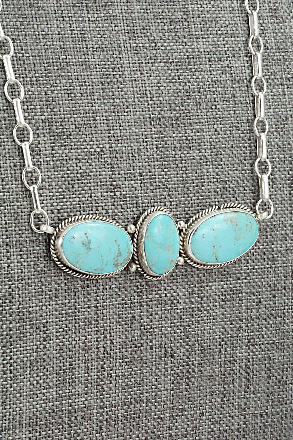 Turquoise & Sterling Silver Necklace and Earrings Set - Rena Begay