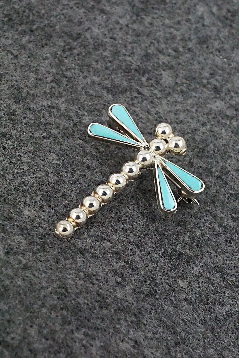 Turquoise & Sterling Silver Pendant/Pin - Emma Edaakie