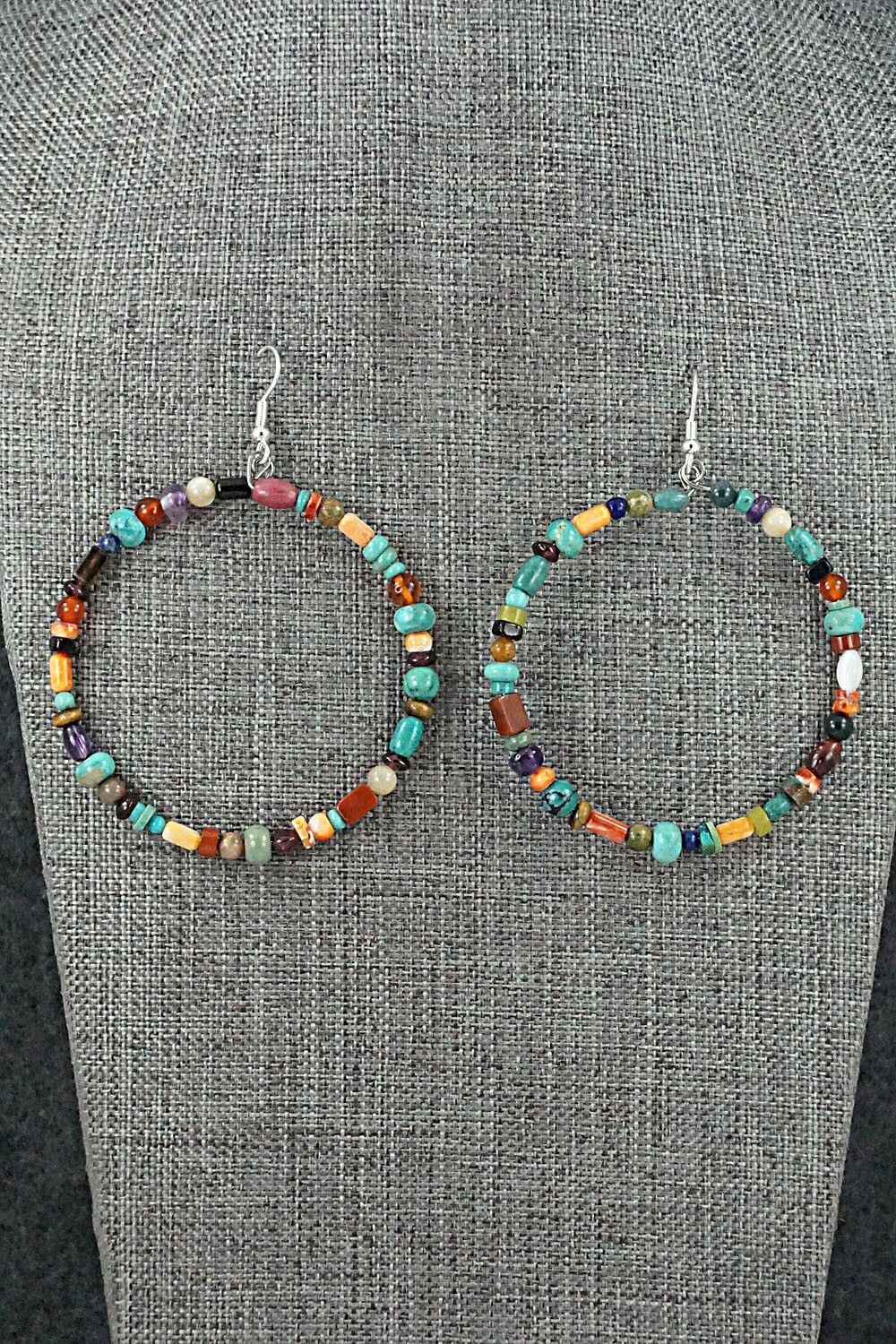 Multi-Stone & Sterling Silver Earrings - Helen Tsosie