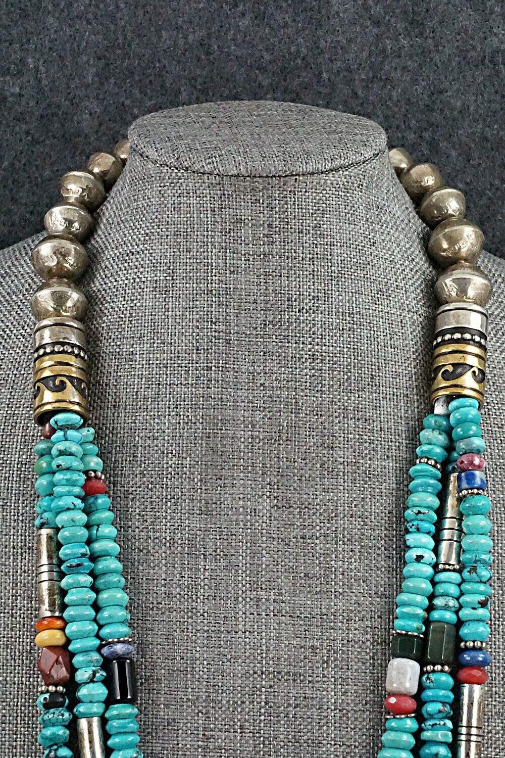 Multi Stone and Sterling Silver Necklace - Tommy Singer