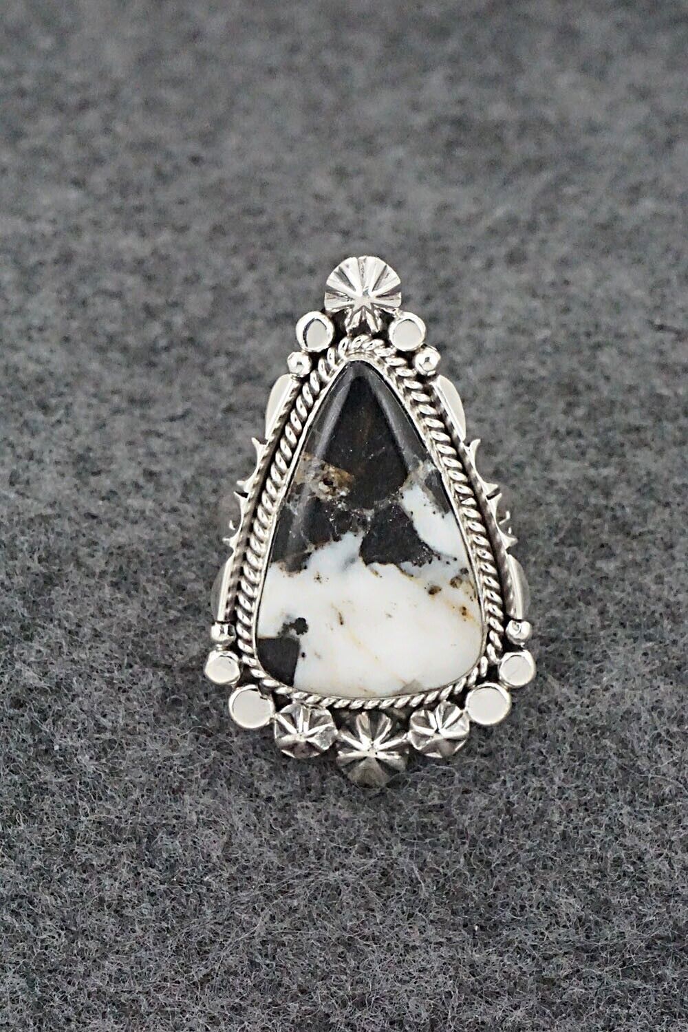 White Buffalo & Sterling Silver Ring - Daniel Benally - Size 8