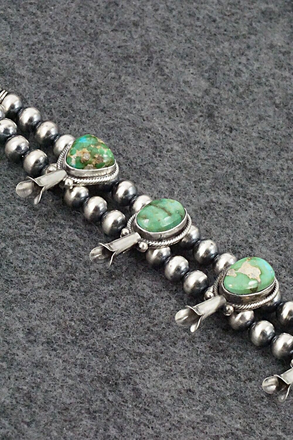 Turquoise & Sterling Silver Squash Blossom Necklace - Tom Lewis