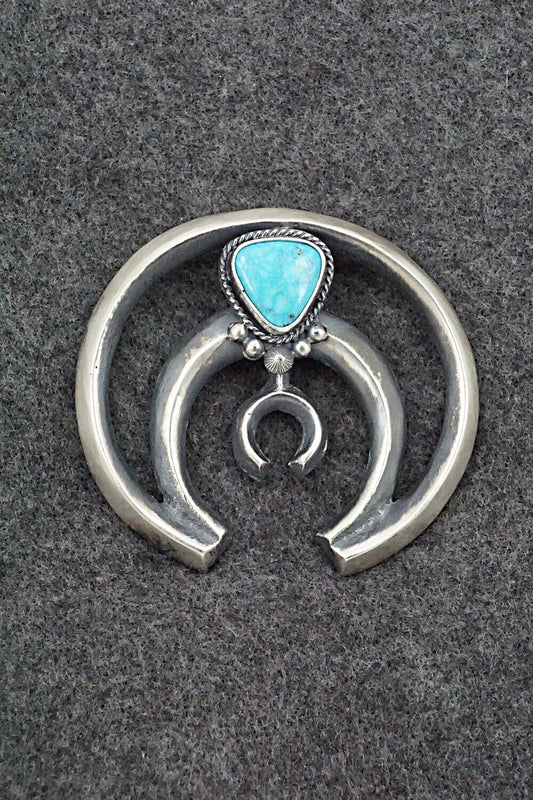 Turquoise & Sterling Silver Naja Pendant - Harrison Bitsue