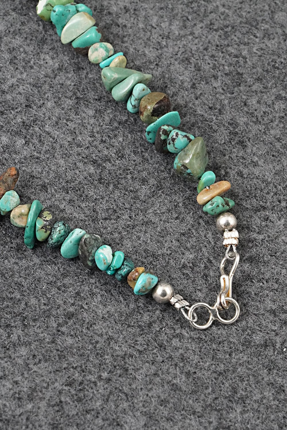 Turquoise & Sterling Silver Necklace 38" - Doreen Jake