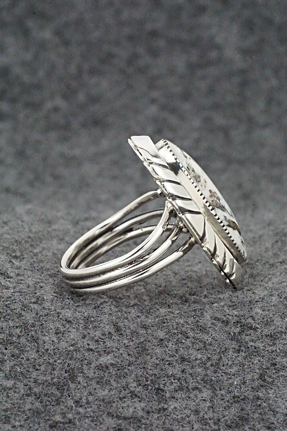 White Buffalo & Sterling Silver Ring - Myra Benally - Size 8