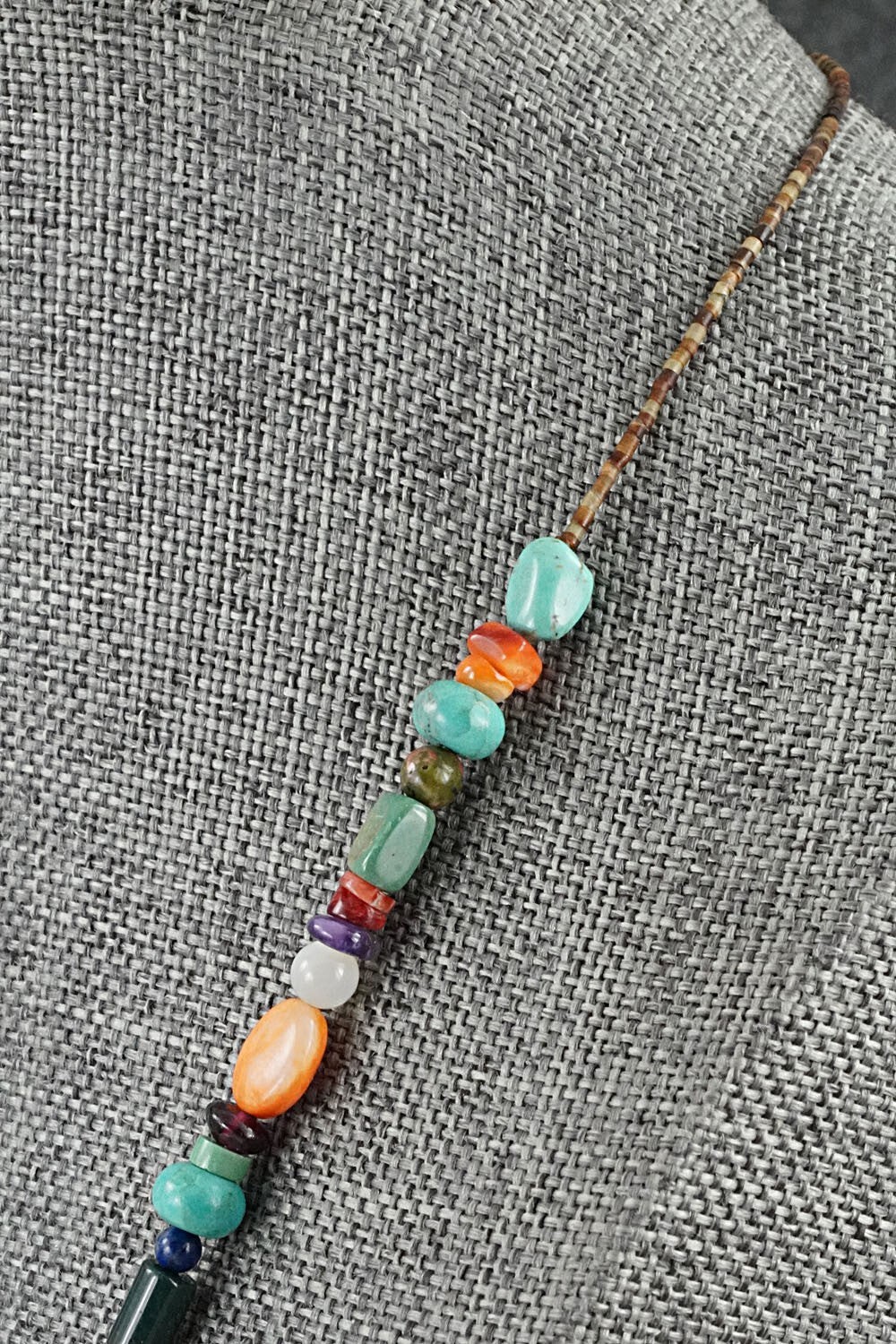 Multi-Stone & Sterling Silver Necklace 18" - Helen Tsosie