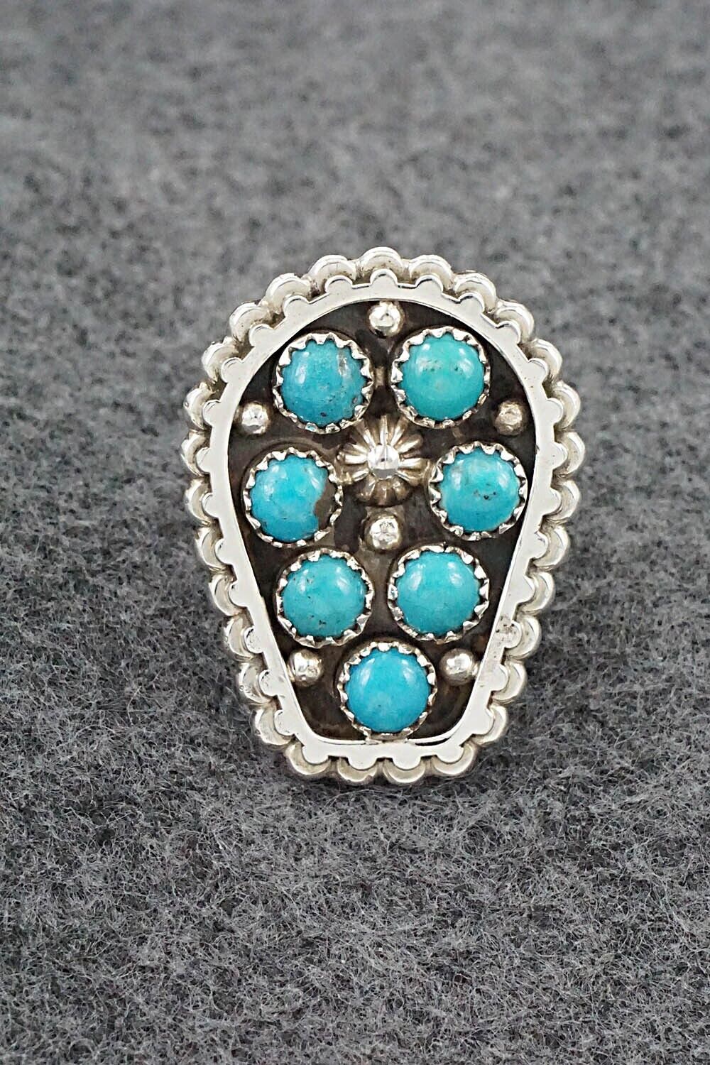 Turquoise & Sterling Silver Ring - Kenny Lonjose - Size 6.25