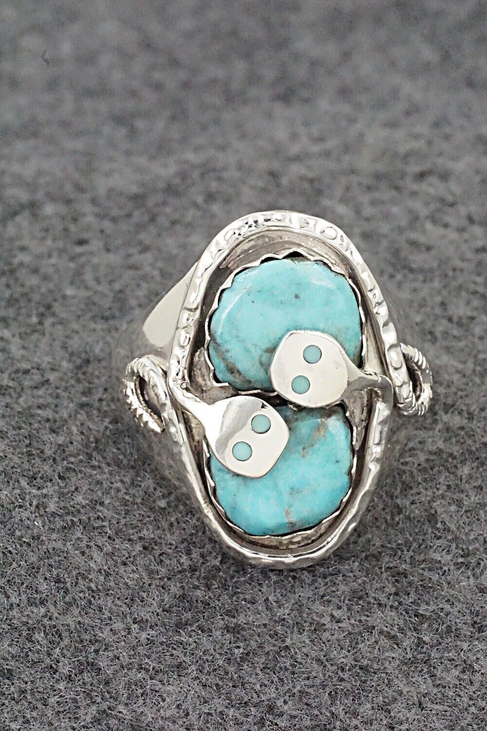 Turquoise & Sterling Silver Ring - Joy Calavaza - Size 12