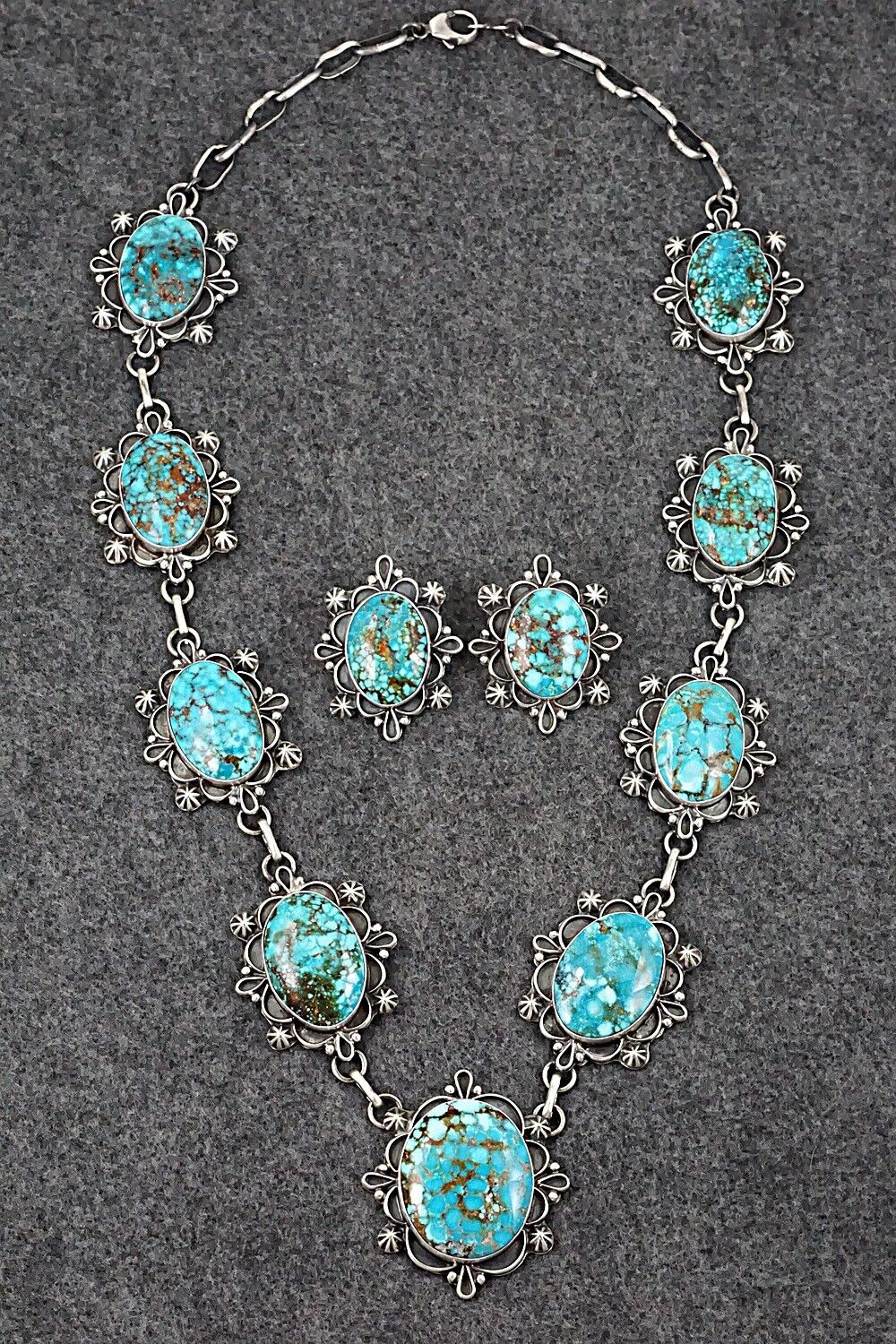 Turquoise & Sterling Silver Necklace and Earrings Set - Bob Becenti