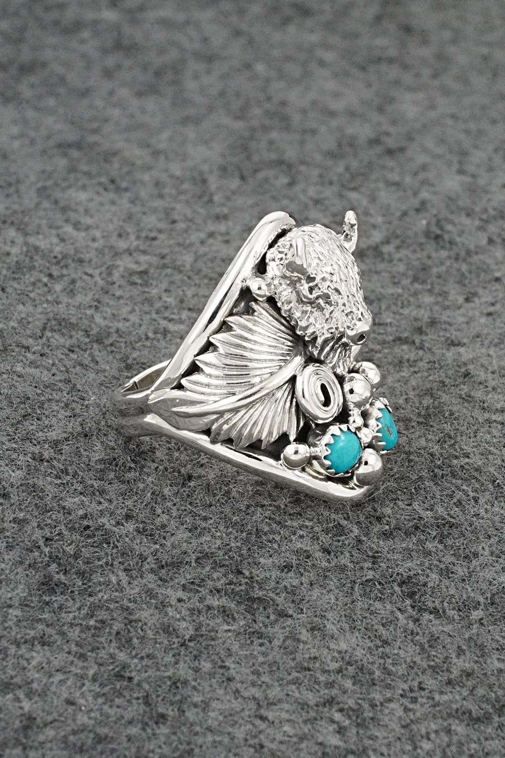 Turquoise & Sterling Silver Ring - Darrell Morgan - Size 11