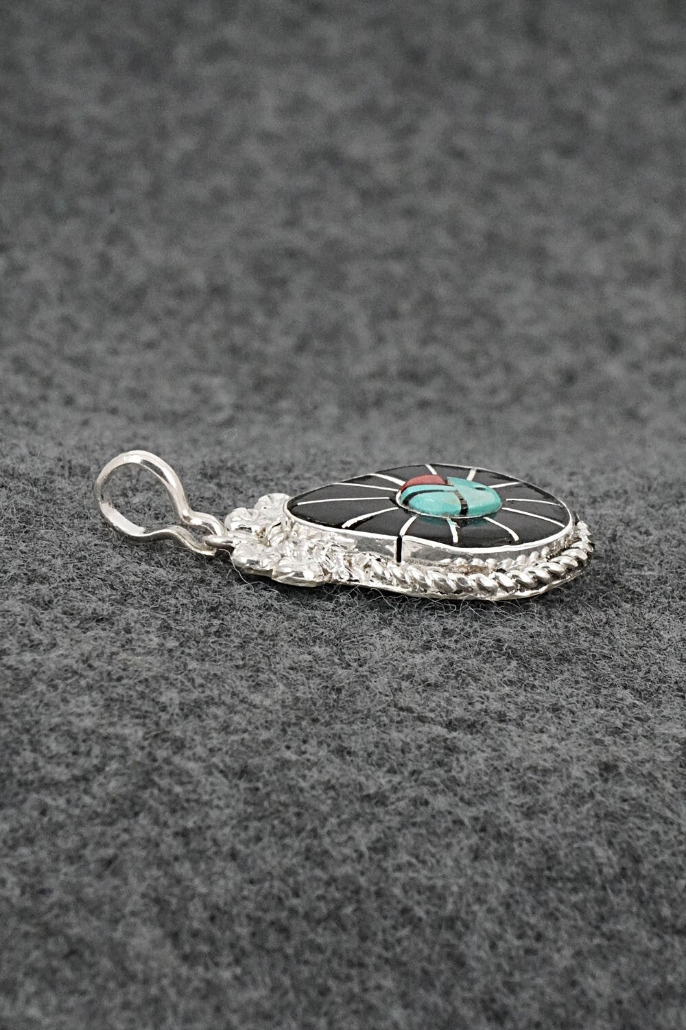 Multi-Stone & Sterling Silver Inlay Pendant - Ola Eriacho