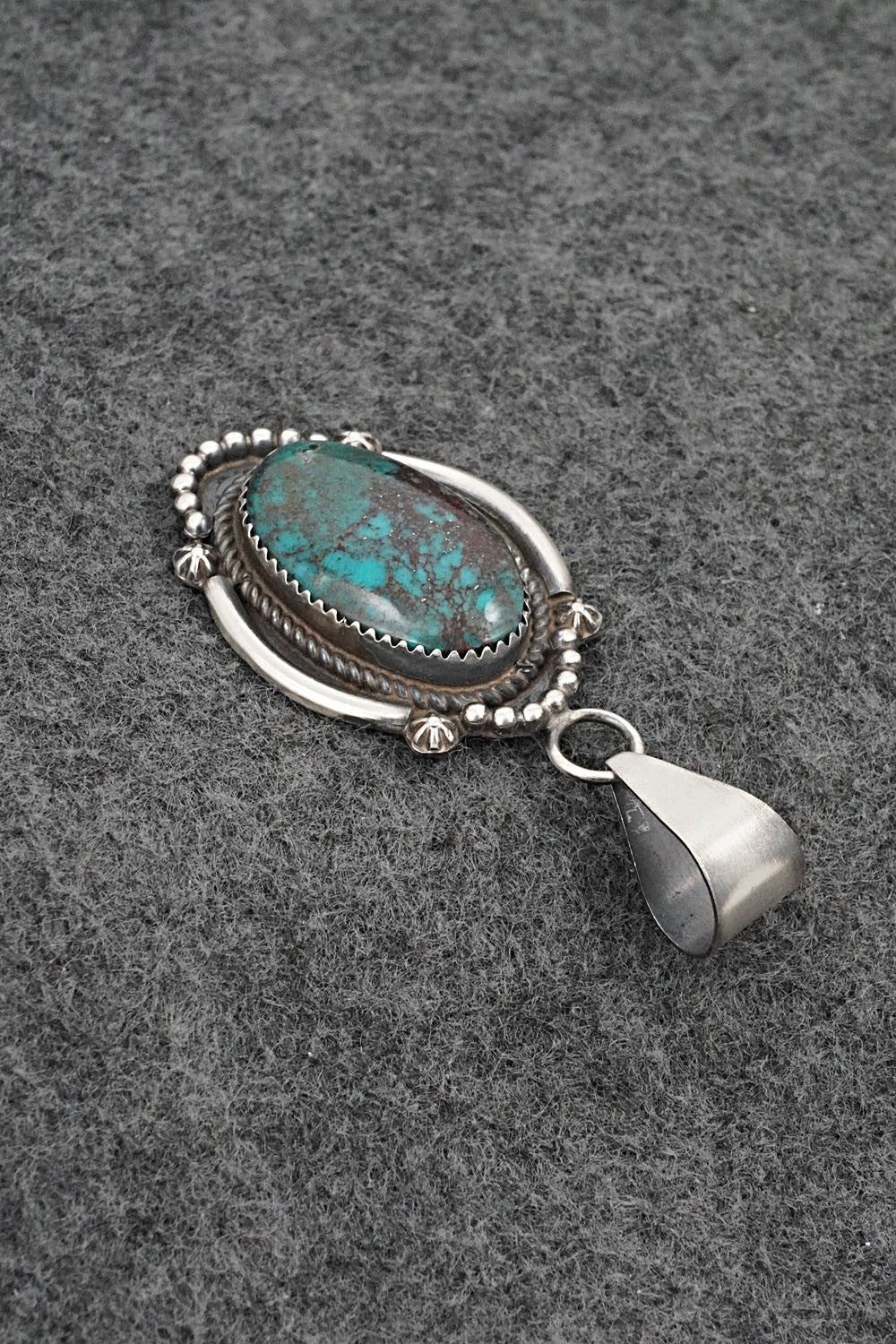 Turquoise and Sterling Silver Pendant - Leslie Nez