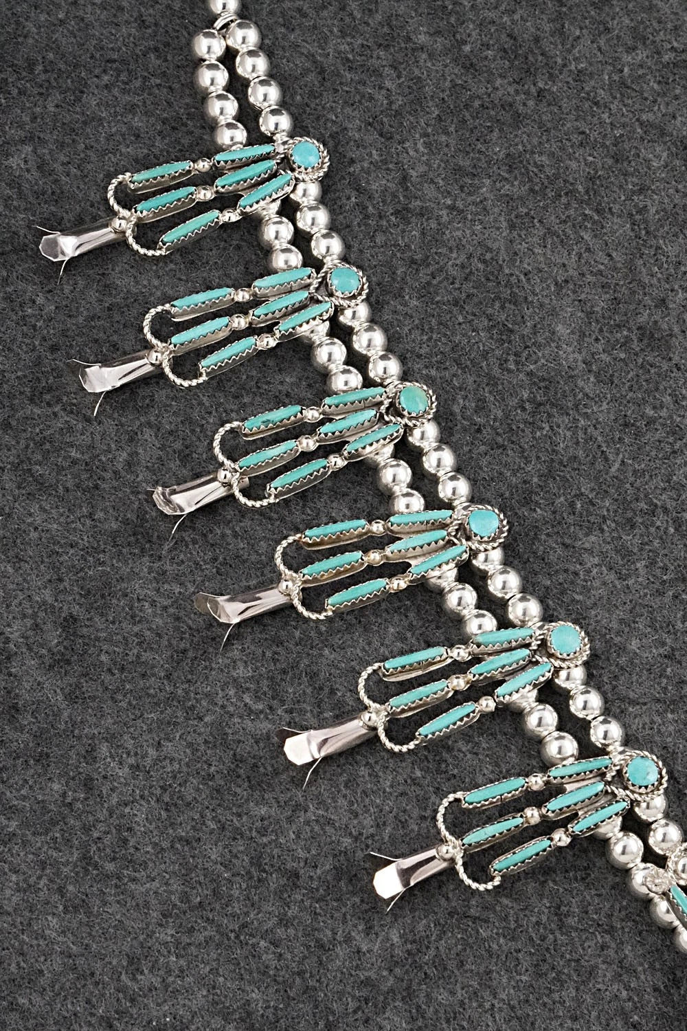 Turquoise & Sterling Silver Squash Blossom Set - Claudine Penketewa