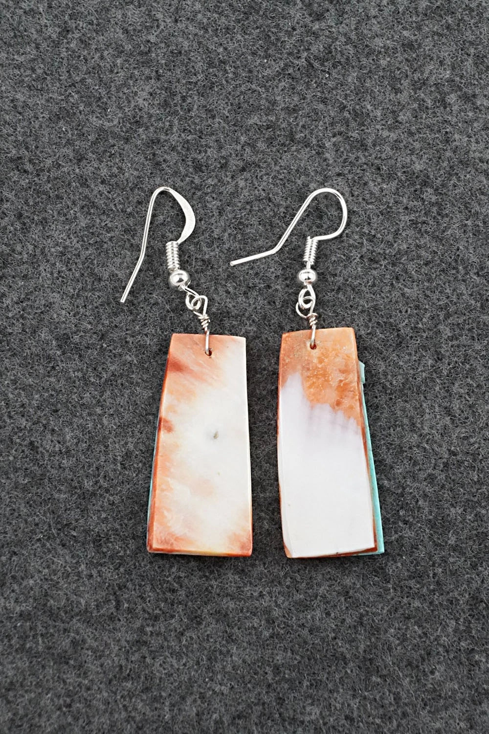 Spiny Oyster, Turquoise & Sterling Silver Earrings - Louise Pete
