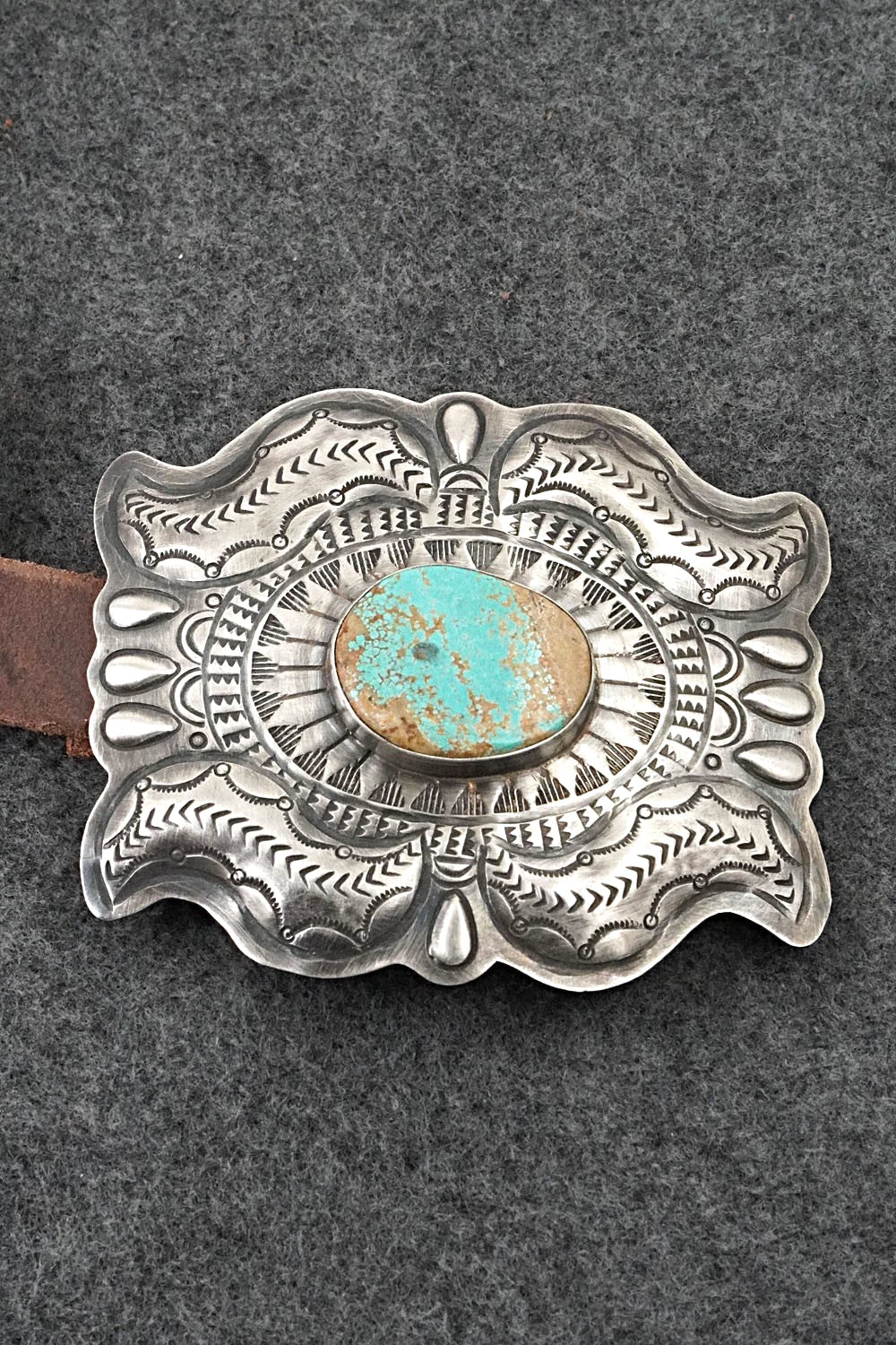 Turquoise, Sterling Silver & Leather Concho Belt - Dan Morgan