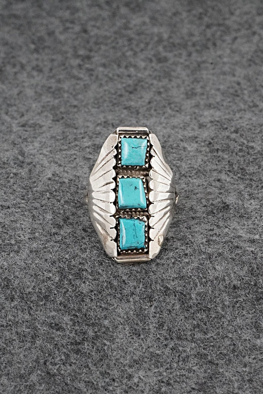 Turquoise & Sterling Silver Vintage Ring - Size 11