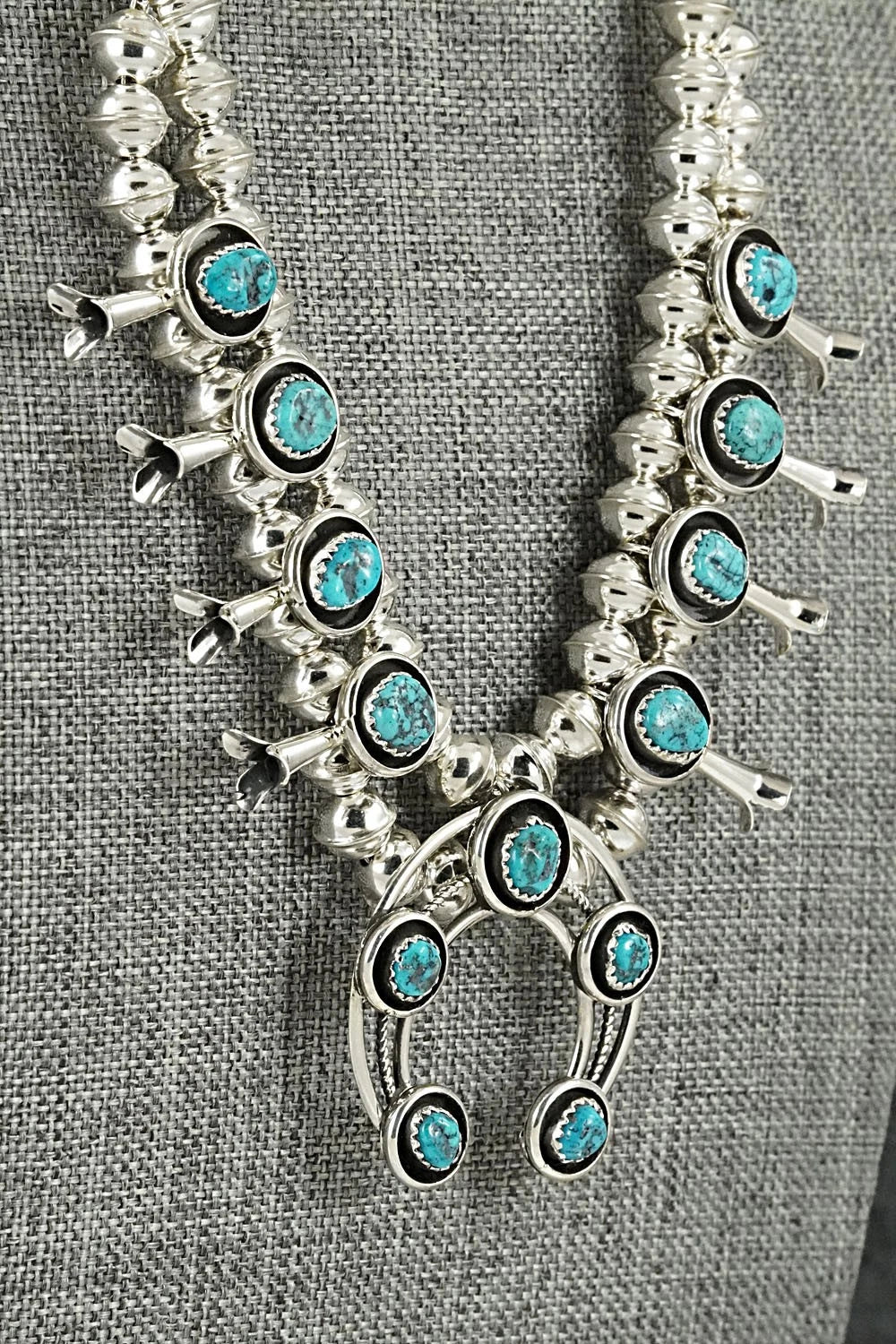 Turquoise & Sterling Silver Squash Blossom Set - Phil Garcia