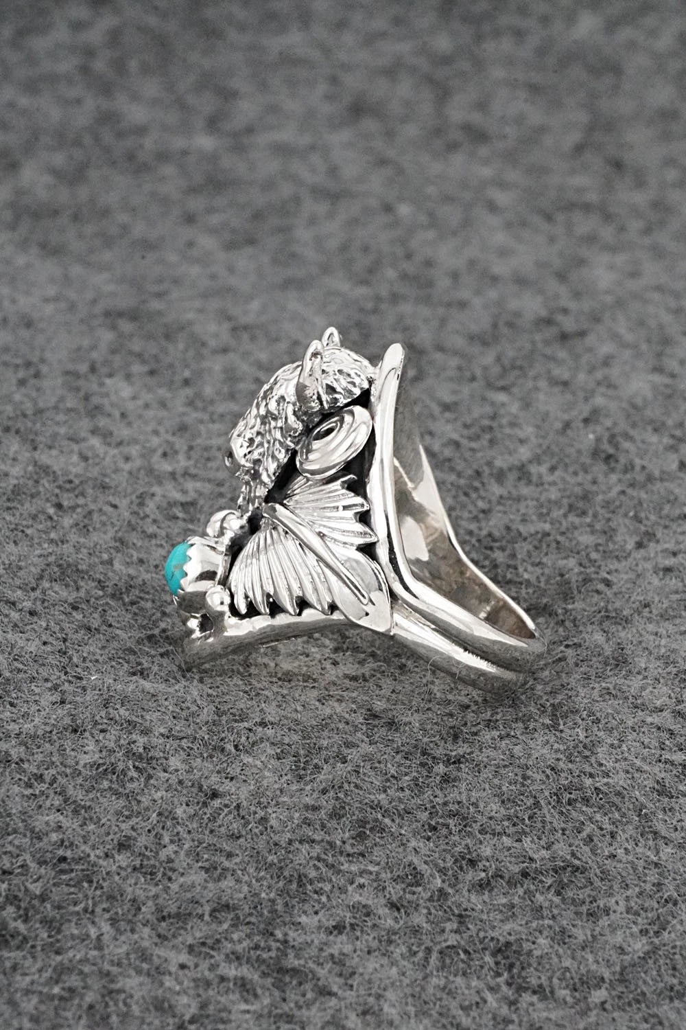 Turquoise & Sterling Silver Ring - Darrell Morgan - Size 9.5