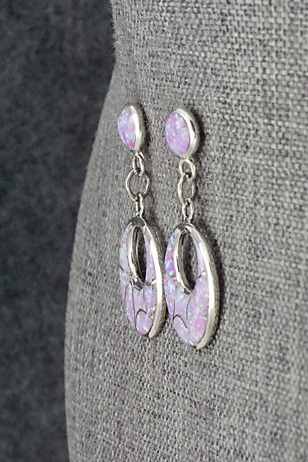 Opalite & Sterling Silver Inlay Earrings - Delorna Lahi