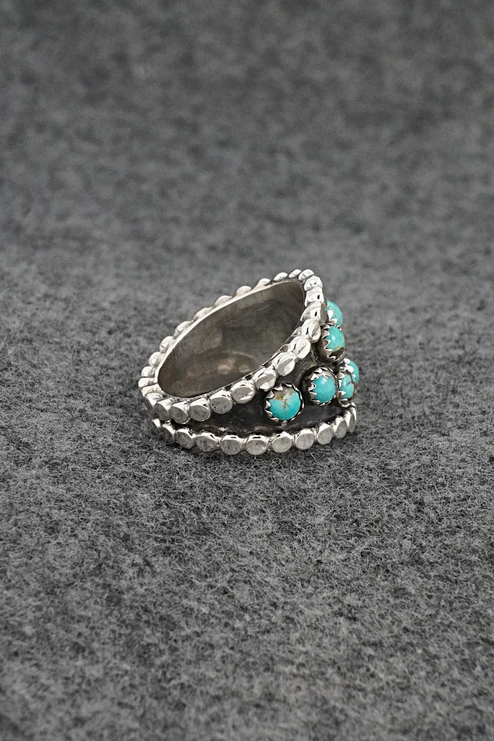Turquoise & Sterling Silver Ring - Kenny Lonjose - Size 7.5