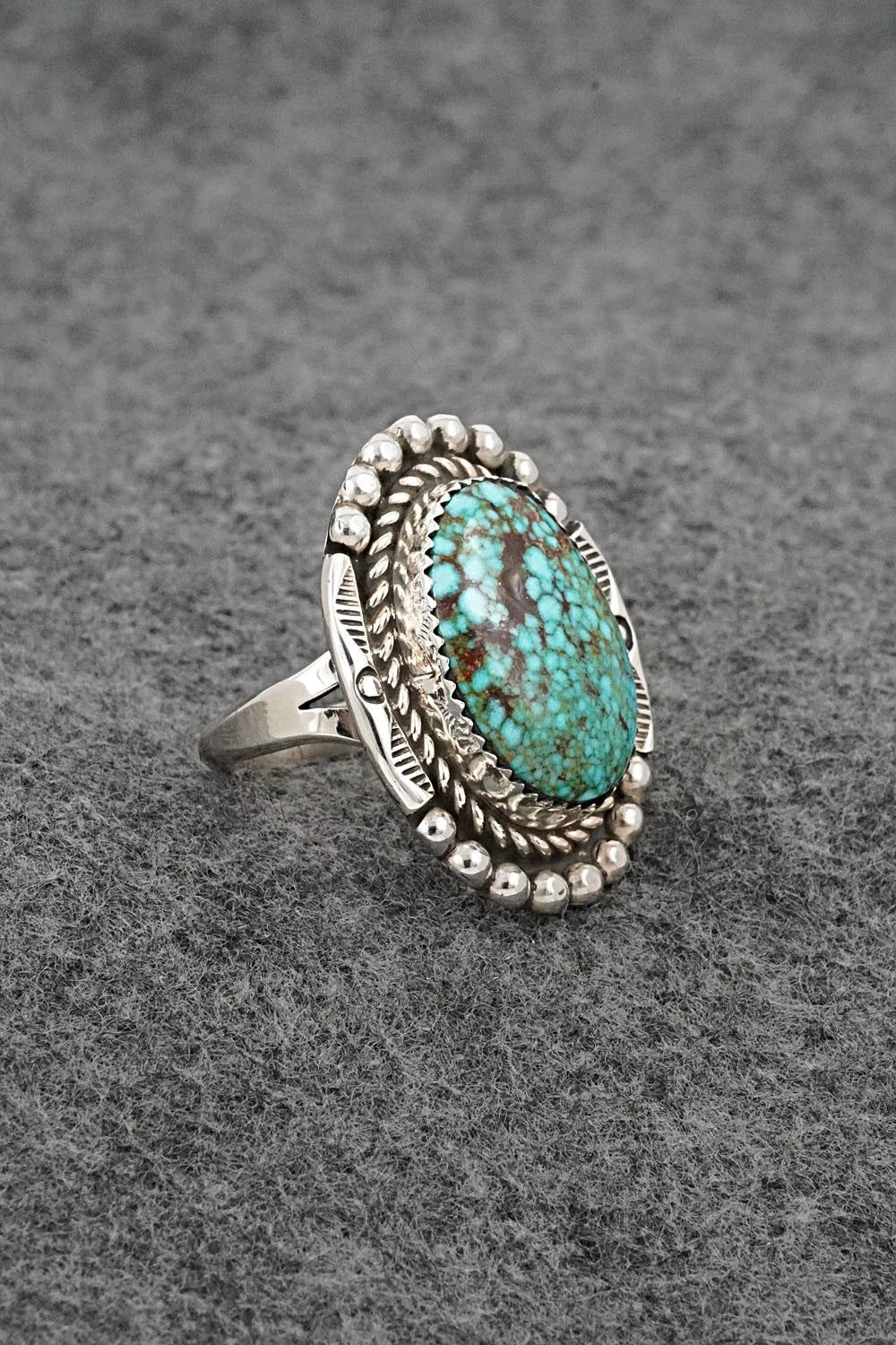 Turquoise & Sterling Silver Ring - Phil Nez - Size 8 Adj.
