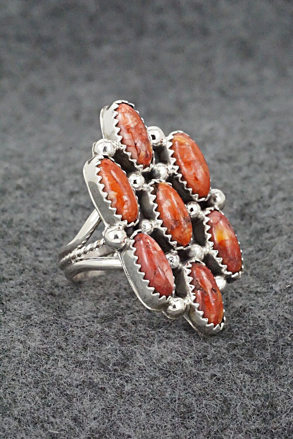 Spiny Oyster & Sterling Silver Ring - Roberta Begay - Size 8