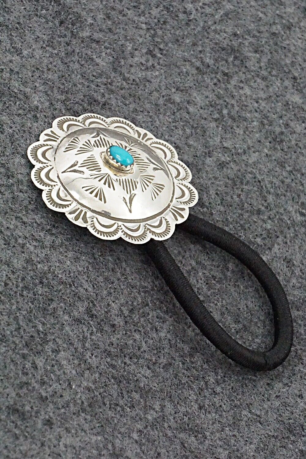 Turquoise & Sterling Silver Hair Tie - Bertha Begay