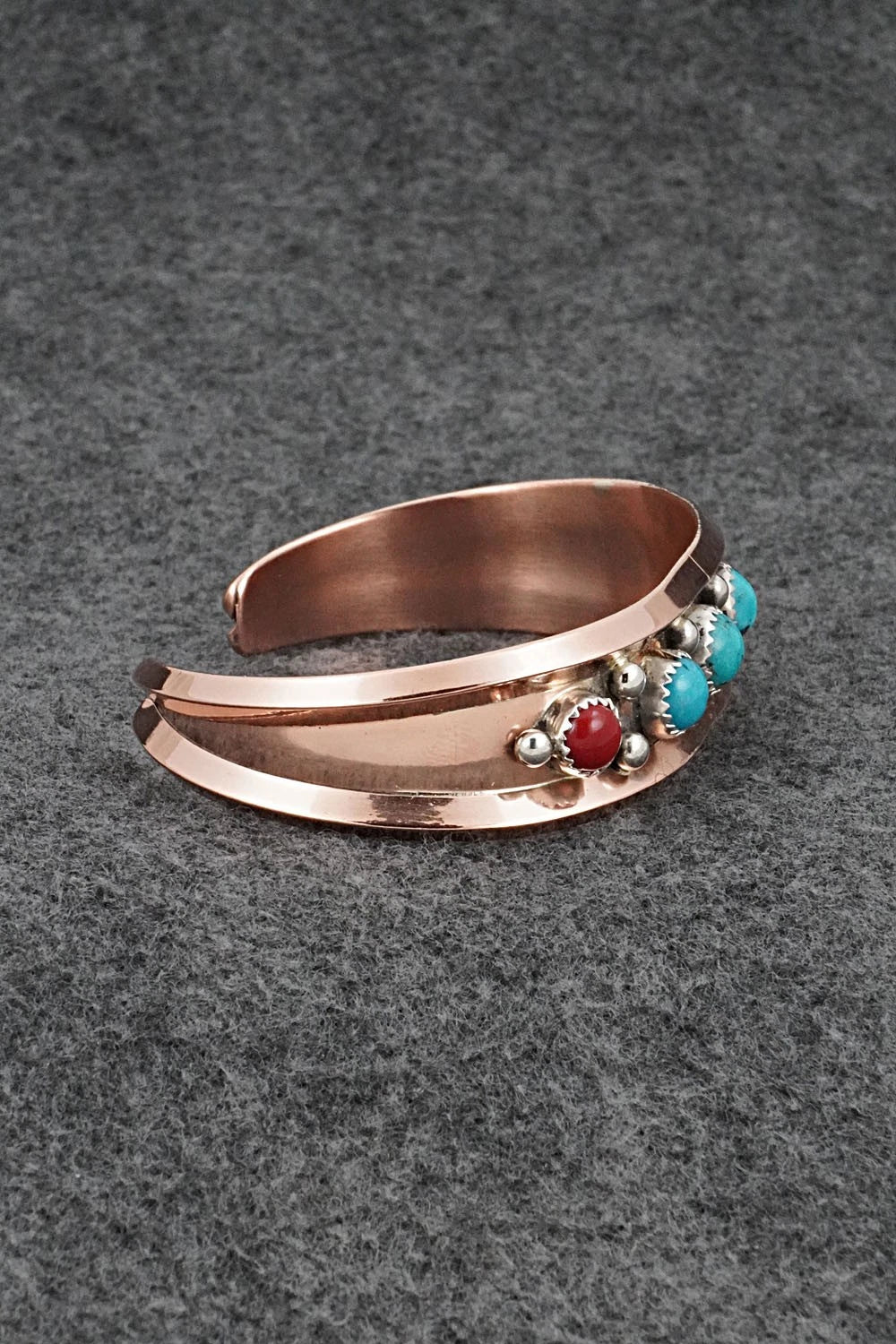 Turquoise, Coral & Copper Bracelet - Paul Largo