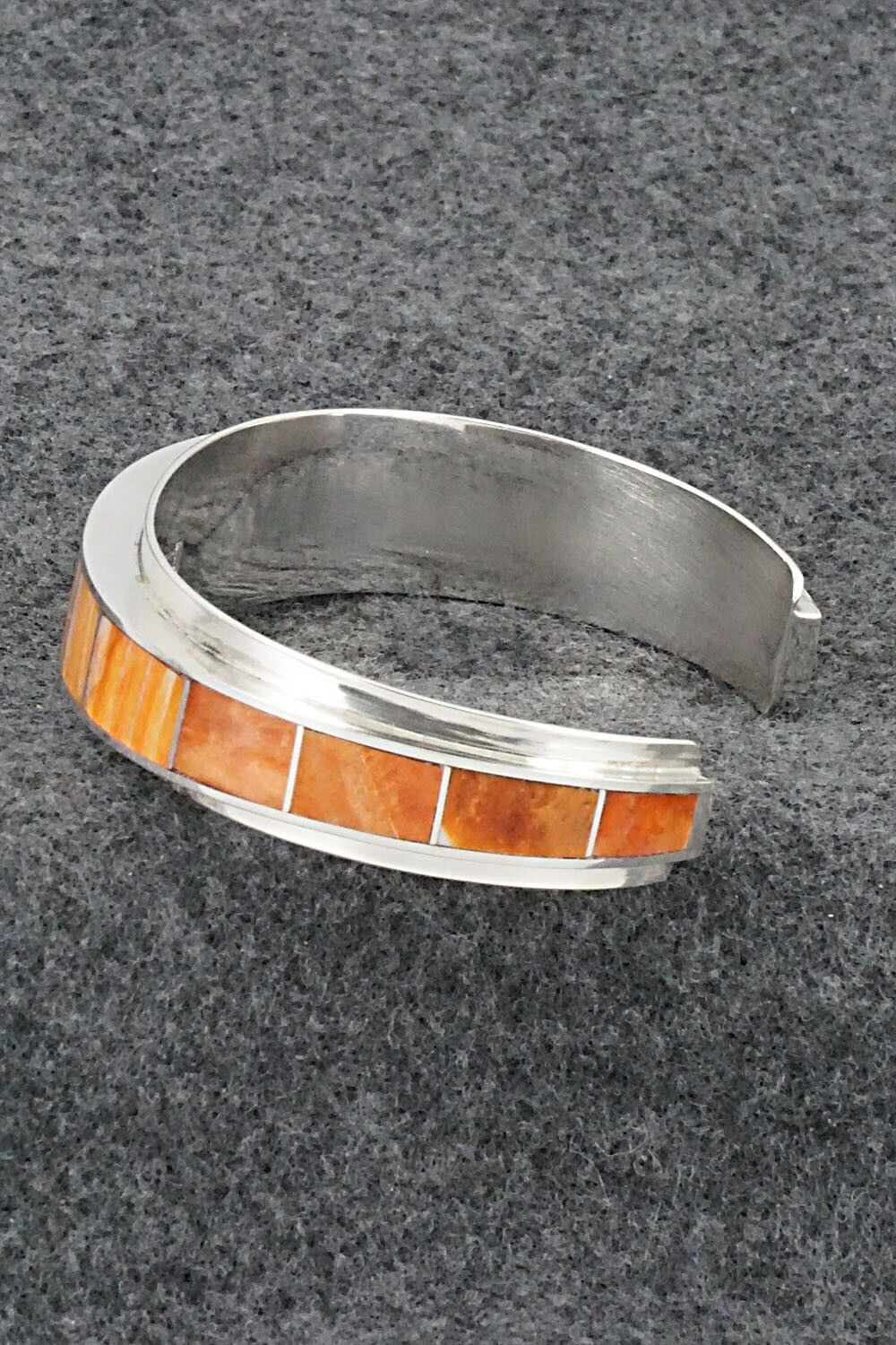 Spiny Oyster & Sterling Silver Inlay Bracelet - Harold Smith