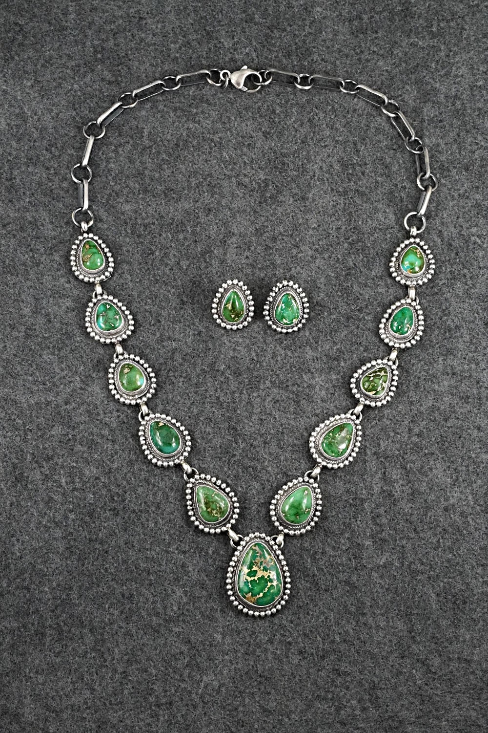Turquoise & Sterling Silver Necklace and Earrings Set - Darrin Livingston