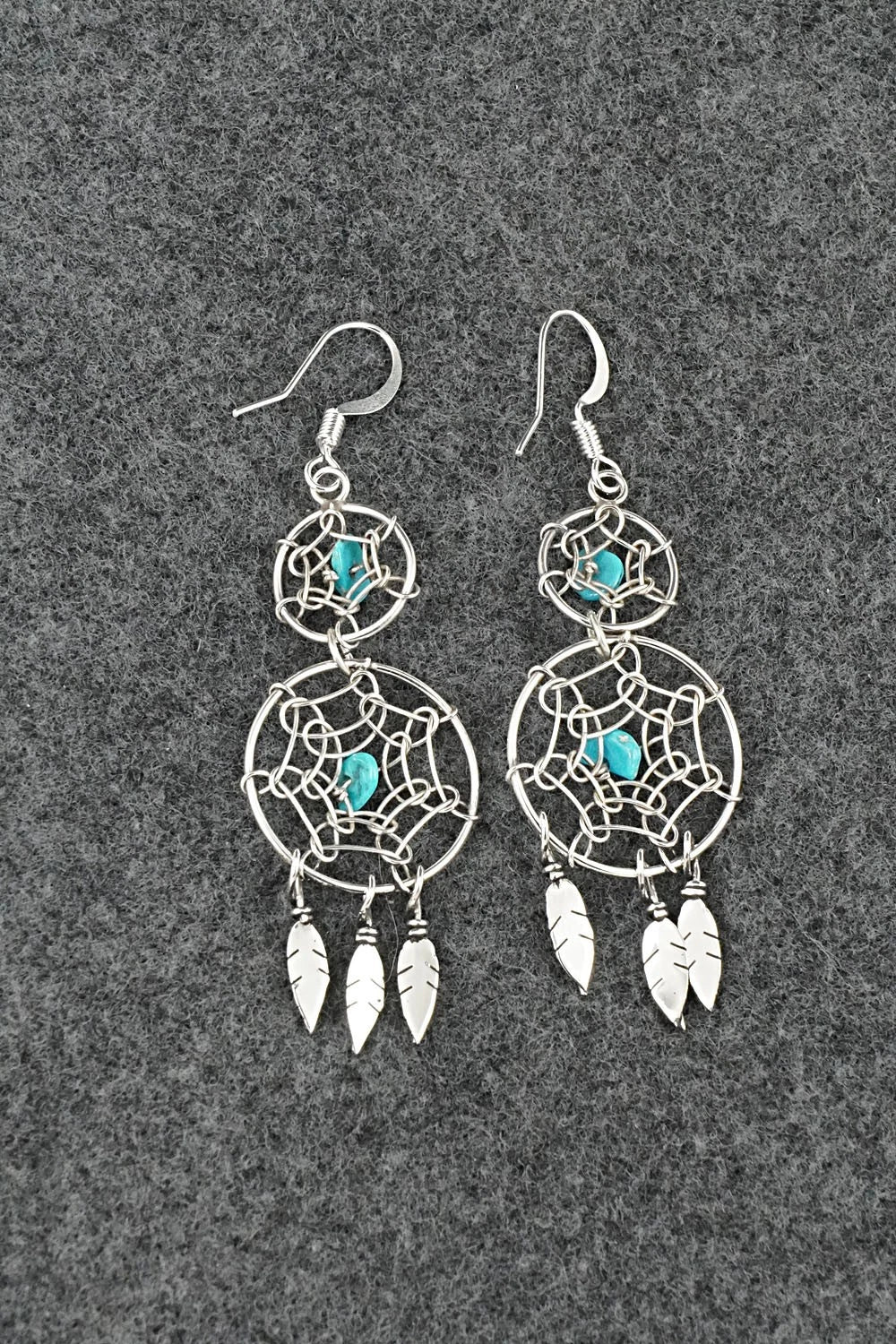 Turquoise & Sterling Silver Earrings - Lorenzo Arviso Jr.