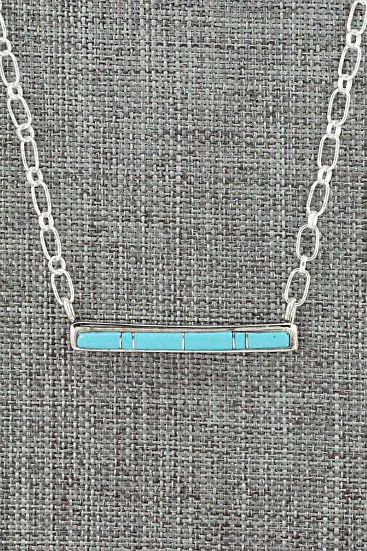 Turquoise & Sterling Silver Necklace - Roland Natachu
